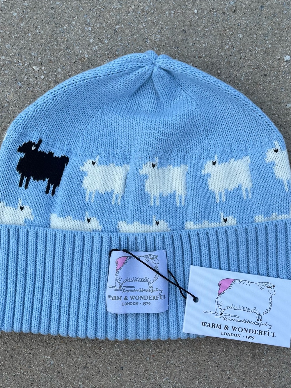 Rowing Blazers Warm & Wonderful Sheep Beanie Blue Hat NWT